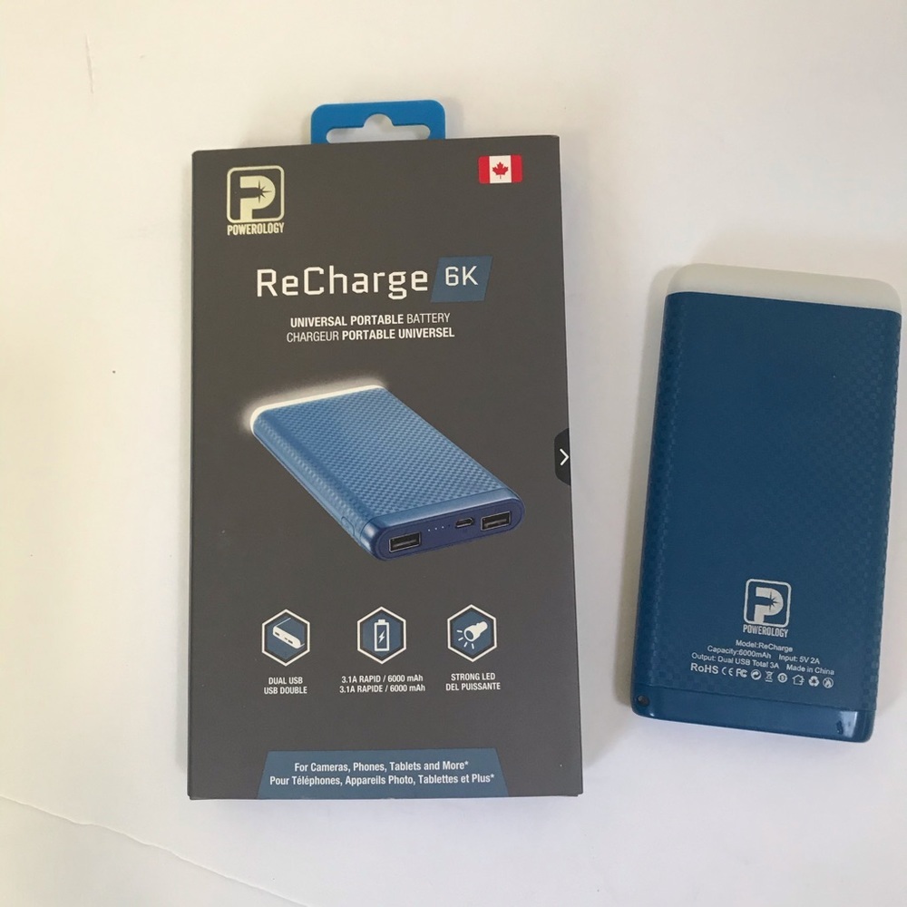 ReCharge Charge Power Bank Dual USB Flashlight NEW
